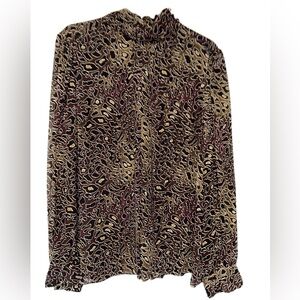 Tory Burch Whitfiels Abstract Print Silk Blouse Fully Lined Sz 14